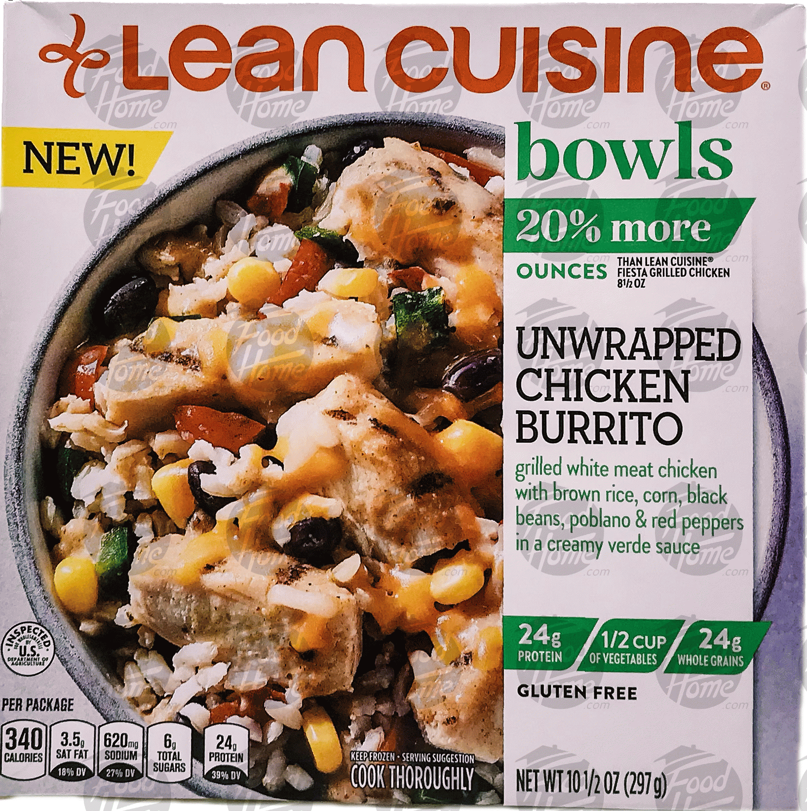 Lean Cuisine bowls unwrapped chicken burrito, frozen entree Full-Size Picture